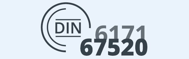 DIN 67520 und DIN 6171 Logo der DIN-Normen 6171 und 67520 mit kreisförmigem Design