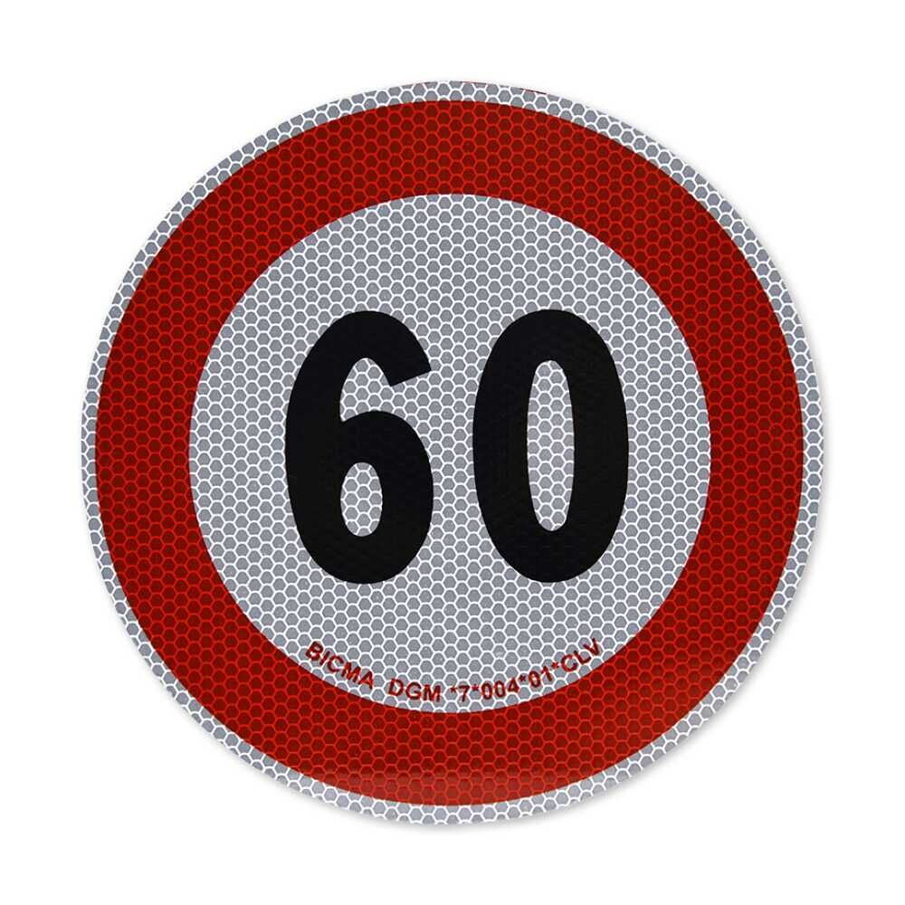 Reflektierendes Geschwindigkeitsschild 60 km/h für Italien, frontal abgebildet