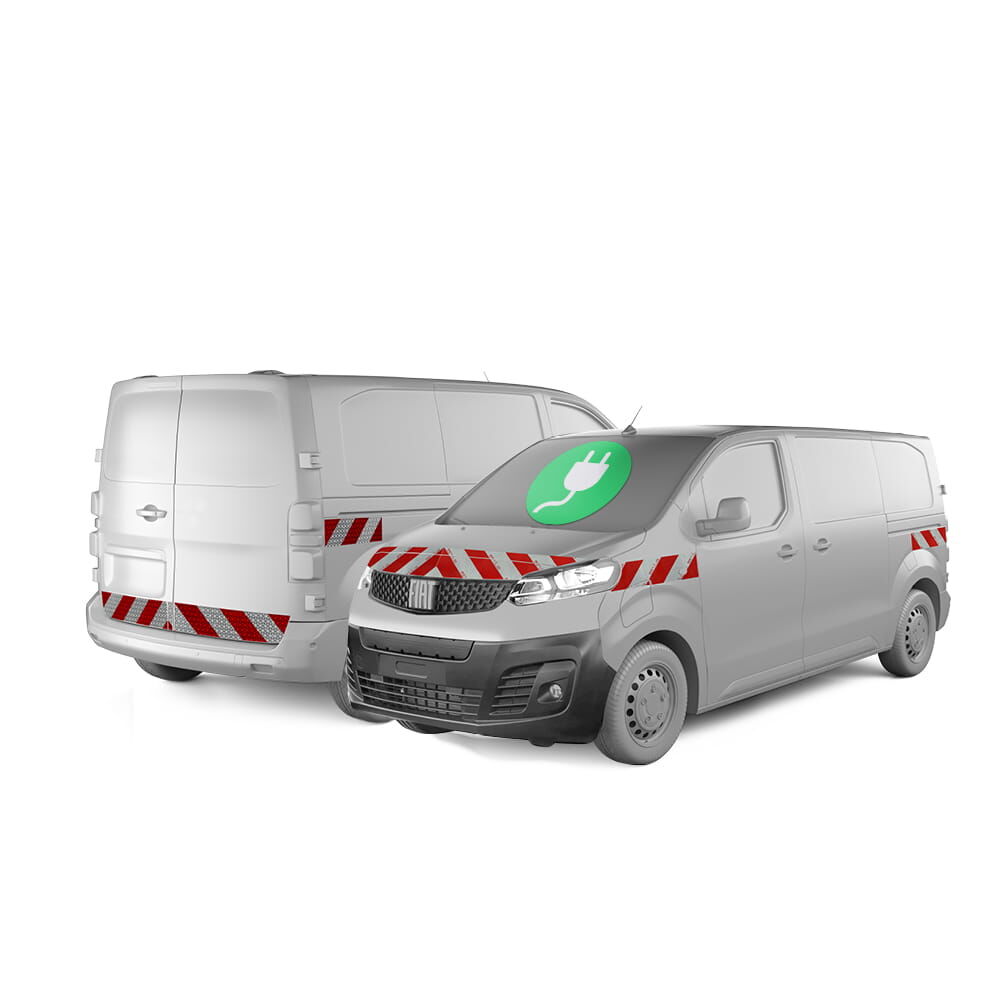 Fiat E-Scudo mit Komplettwarnmarkierunssatz und  E-Plakette, Baujahr 2021