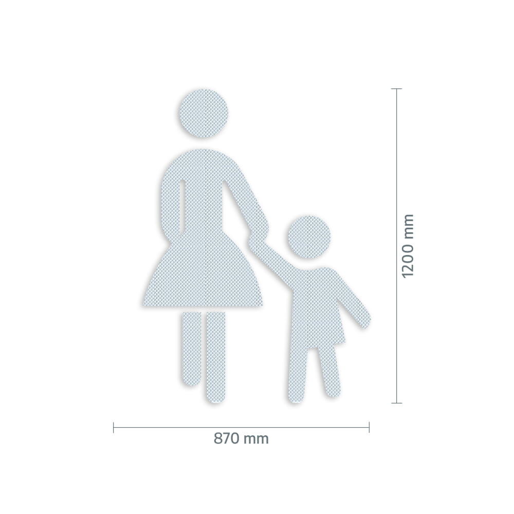 Maßgrafik des Piktogramms, Breite 870 mm, Höhe 1200 mm Verkehrsklasse P7 in weiß