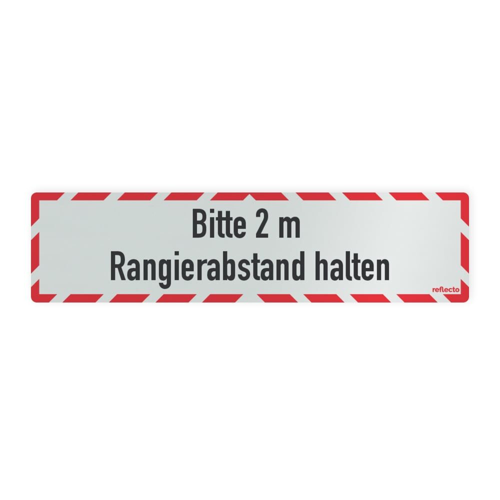 Hinweisschild Bitte 2 m Rangierabstand halten! auf Aluverbund 200 x 800 mm
