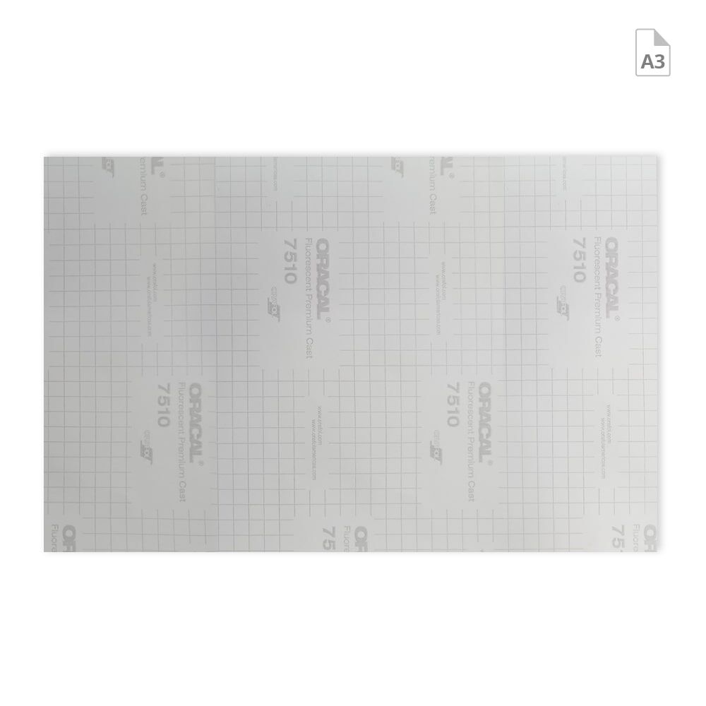 Rückseite A3-Bogen ORACAL 7510 mit kariertem Trägerpapier.