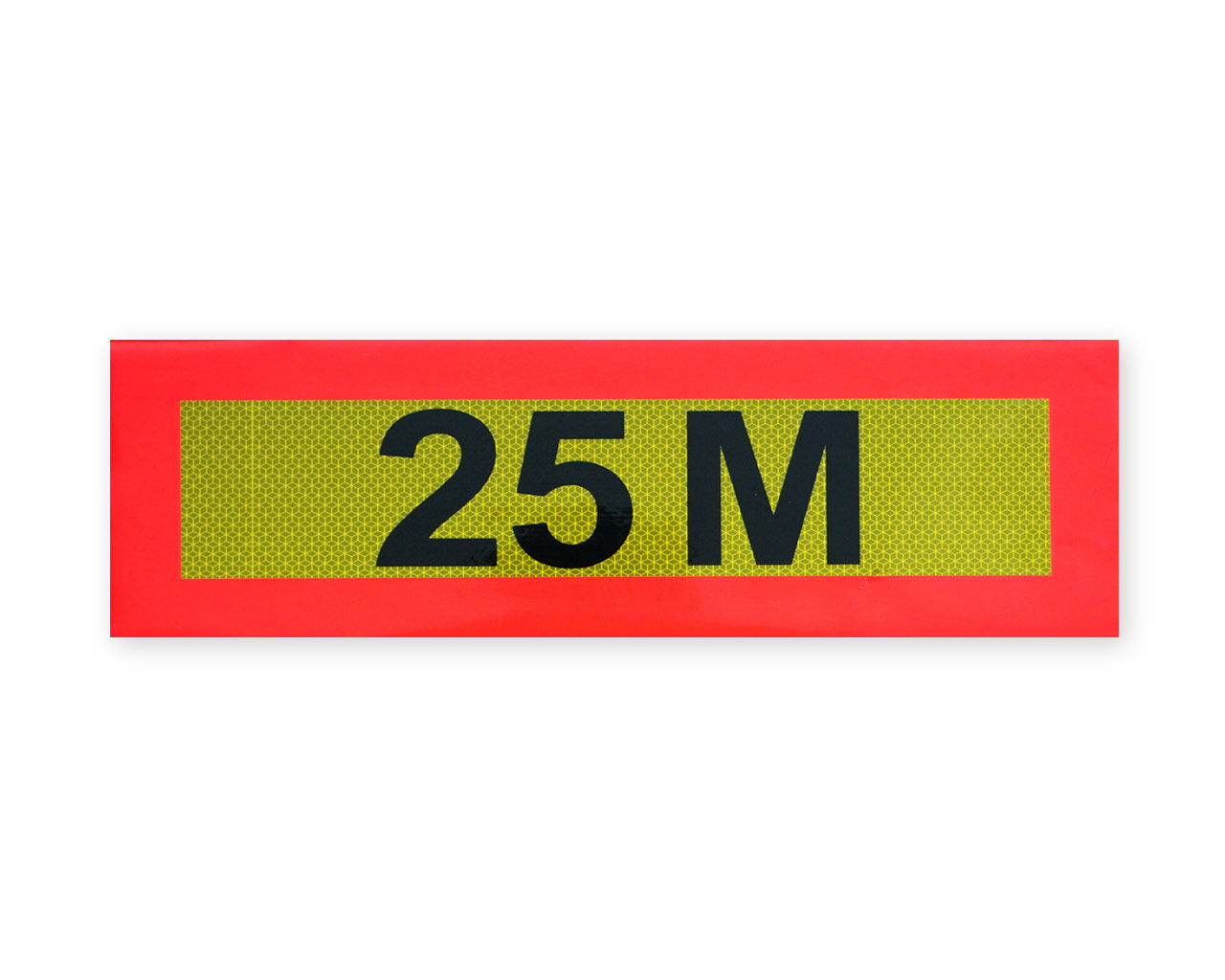 Heckwarntafel „25 M“ mit gelbem Reflexfeld und rotem Rand