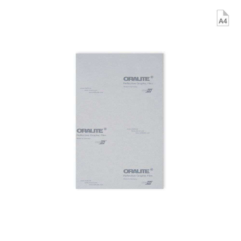 Rückseite des Zuschnittes zeigt weißes Trägerpapier mit Orafol Oralite Logo