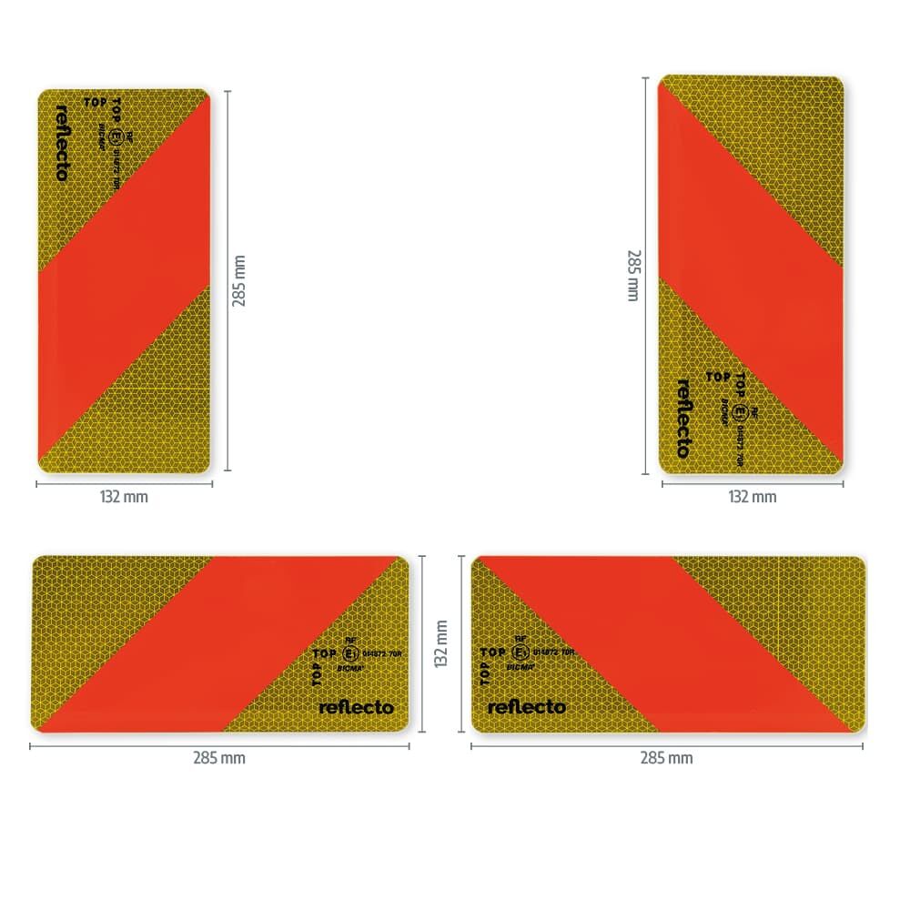 Viertelmarkierungen ECE 70.01, 285 x 132 mm, Aluminiumplatte