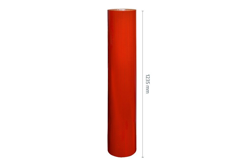 Fluoreszierend rotorangene ORAFOL VC 612 Reflexfolie als Großrolle mit 1235 mm Rollenbreite