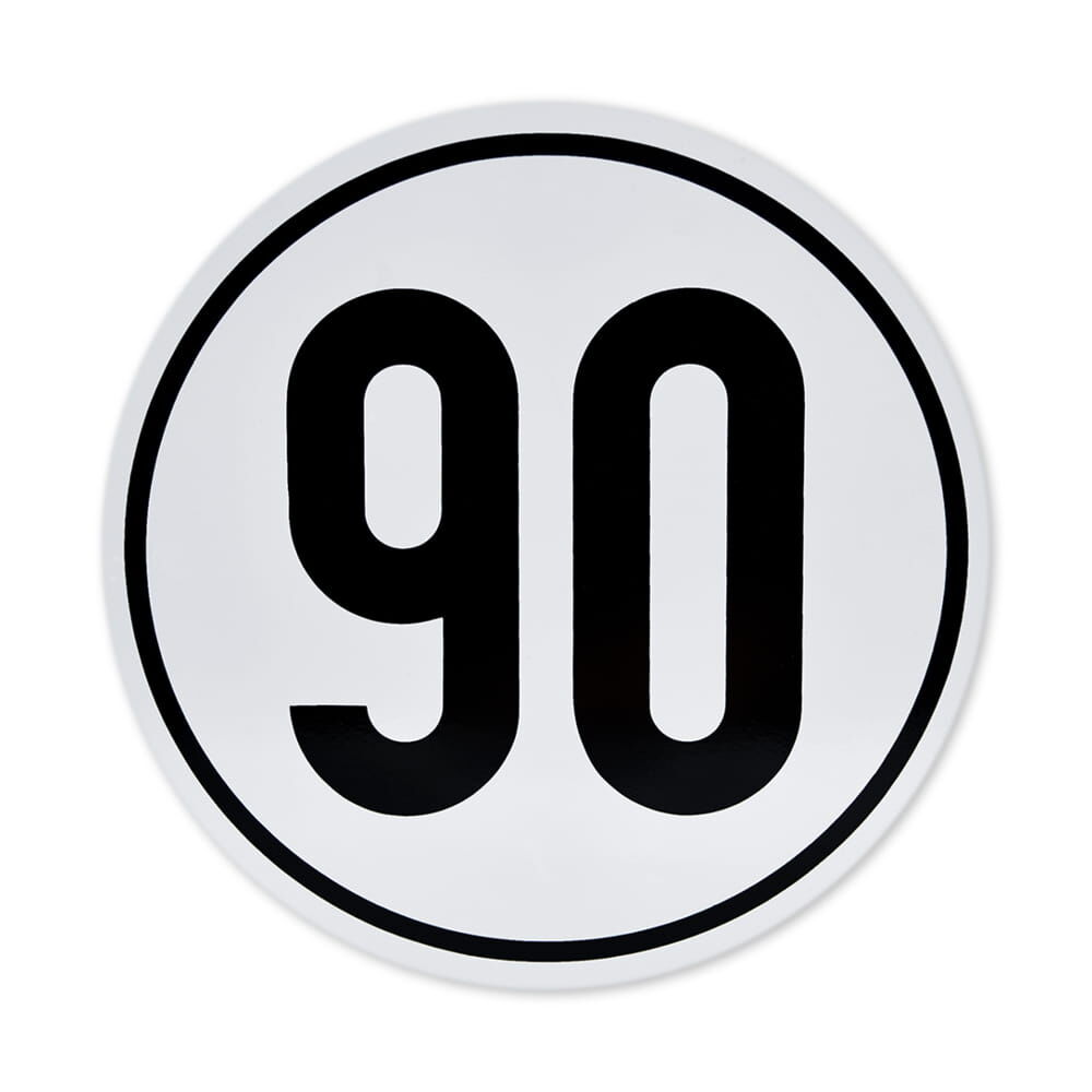 Geschwindigkeitsschild 90 km/h für Deutschland, Frontalansicht