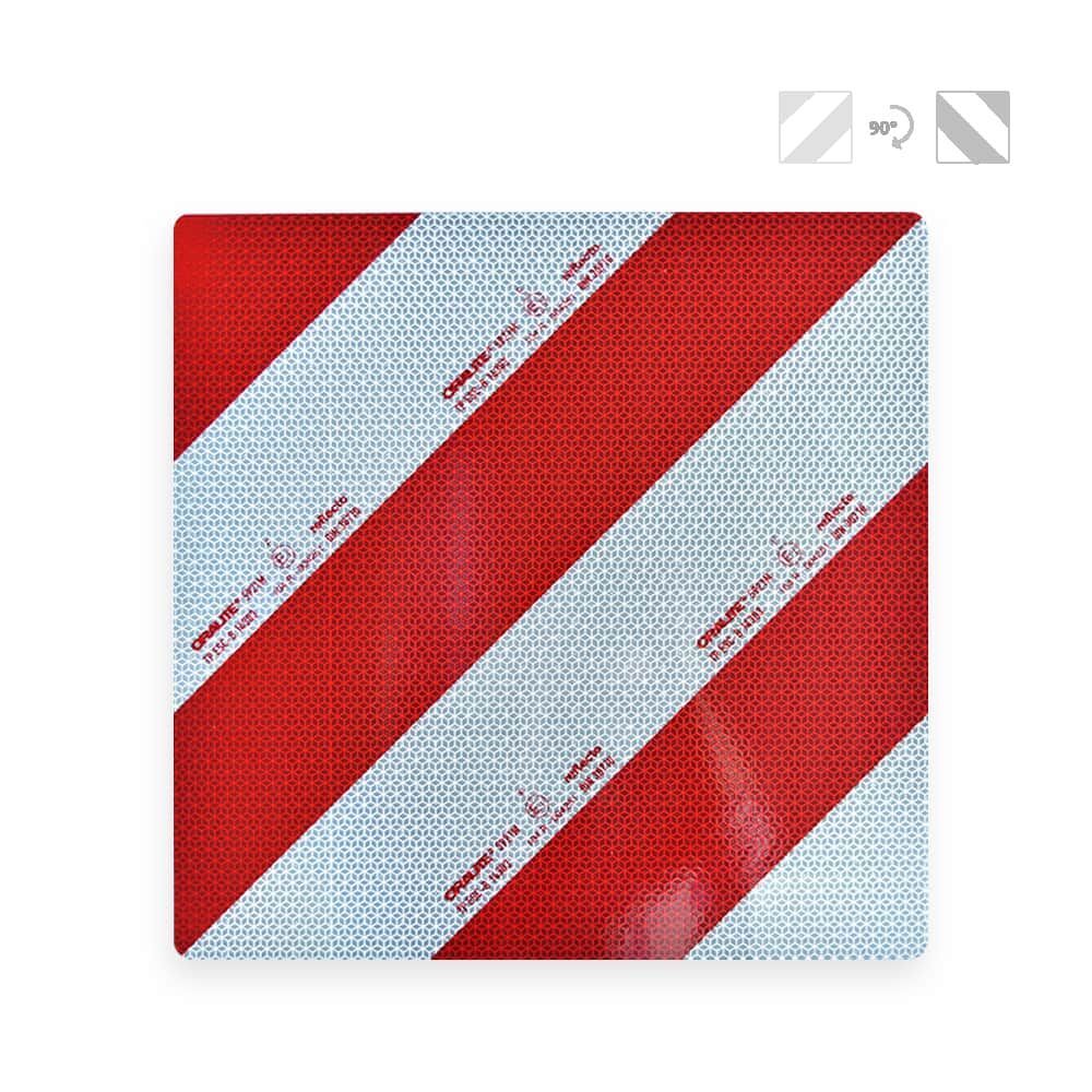 Rot/weiß diagonale Reflex-Warntafel für Überlänge/Überbreite, 423 x 423 mm