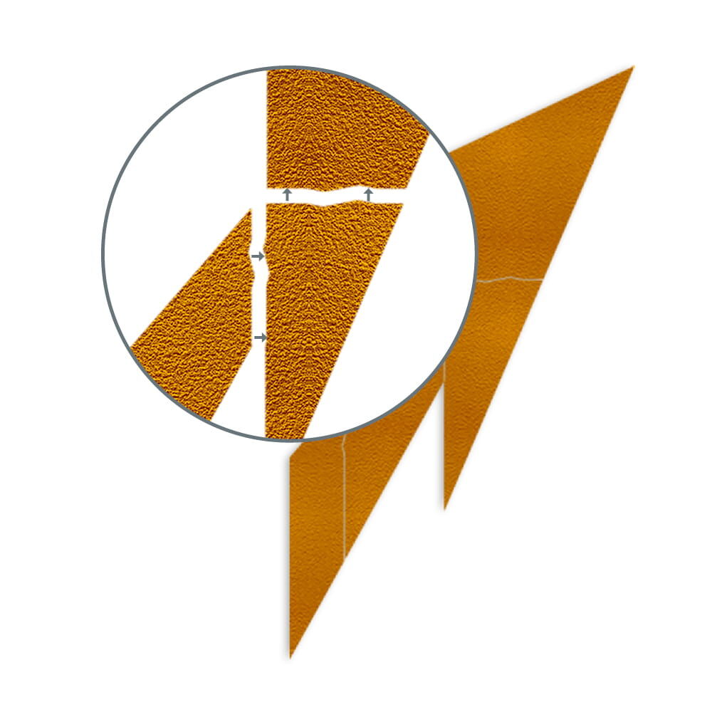 Vergrößerter Ausschnitt verdeutlicht Oberflächenstruktur sowie präzise Passform der Einzelteile