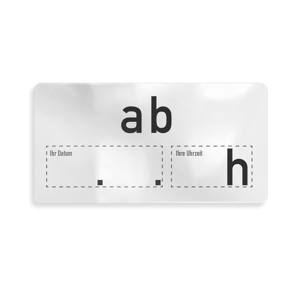 Overlay-Vordruck mit Platzhaltern für Datum und Uhrzeit