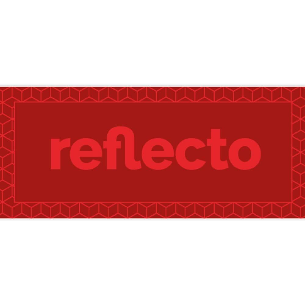 Musterstreifen VC104+RG: rot mit aufgedrucktem „reflecto“-Logo