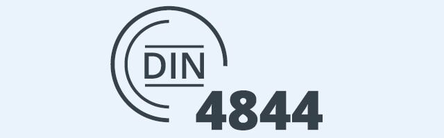 DIN 4844 Logo der DIN-Norm 4844 mit kreisförmigem Design