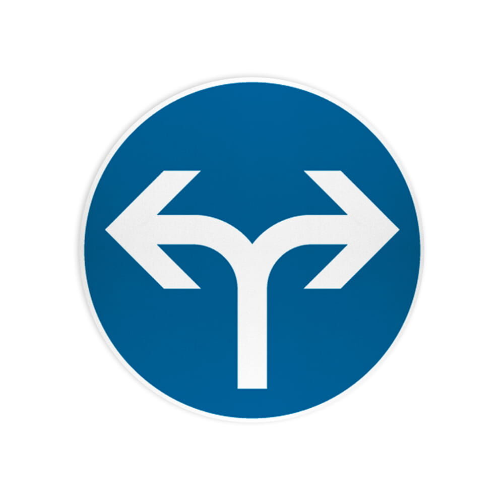 VZ 214-30 Vorgeschriebene Fahrtrichtung rechts oder links VZ 214-30 Vorgeschriebene Fahrtrichtung rechts oder links