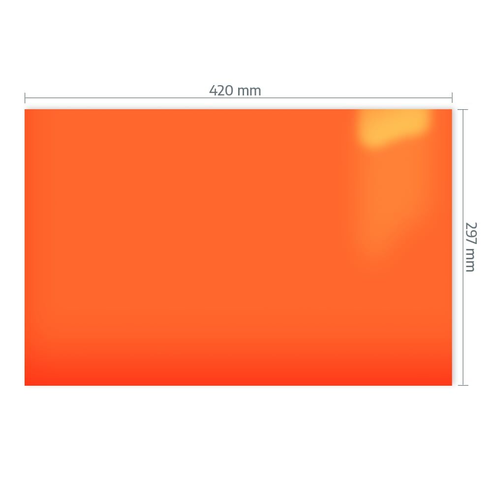 A3-Bogen ORACAL 7510 Rotorange mit Maßangabe 420 × 297 mm.