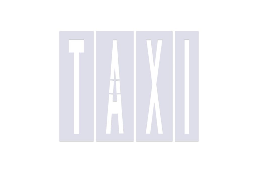 Fahrbahnschablonen-Set „TAXI“ – vier Platten für komplette Bodenmarkierung