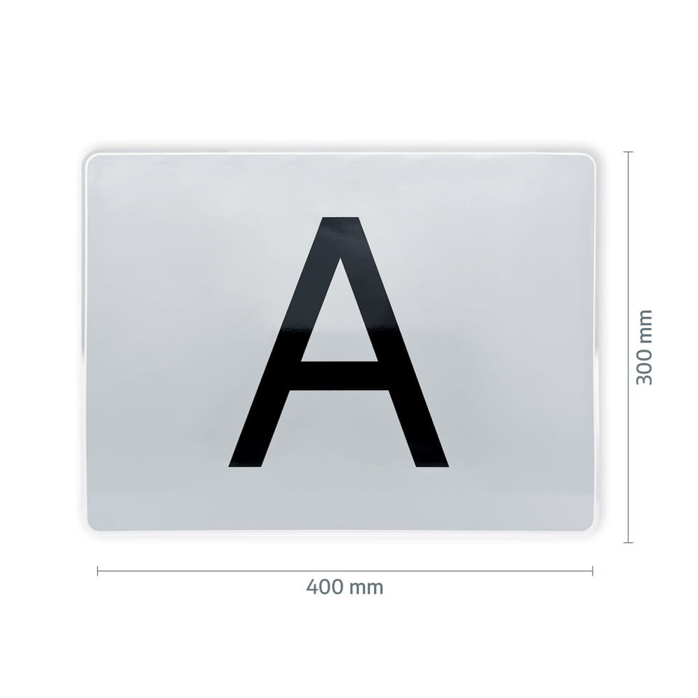A-Schild mit Maßangaben 400 × 300 mm
