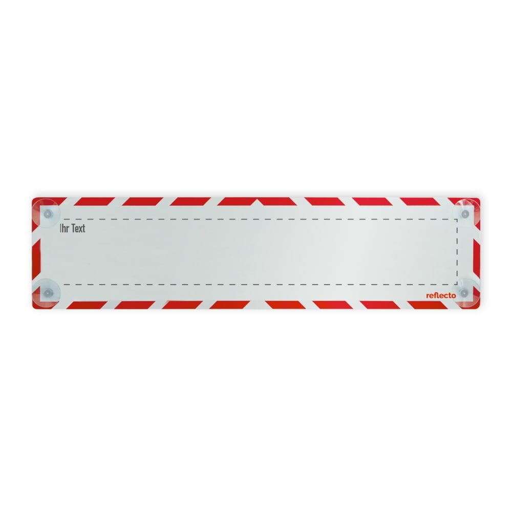 Hinweisschild mit Wunschtext mit Saugnäpfen 200 x 800 mm