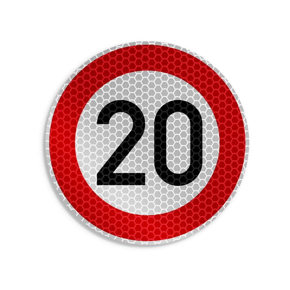 Runder Aufkleber Tempo 20 km/h, reflektierende RA2/C Folie