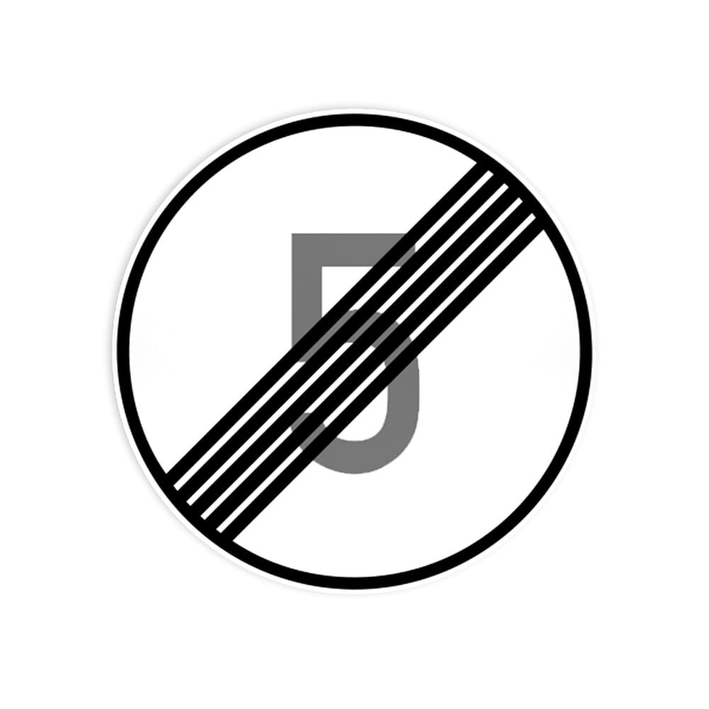 VZ 278-5 Ende der zulässigen Höchstgeschwindigkeit 5 km/h VZ 278-5 Ende der zulässigen Höchstgeschwindigkeit 5 km/h