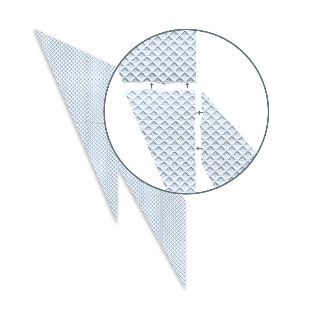 Vergrößerter Ausschnitt zeigt präzise Passform der Einzelteile des Richtungspfeils