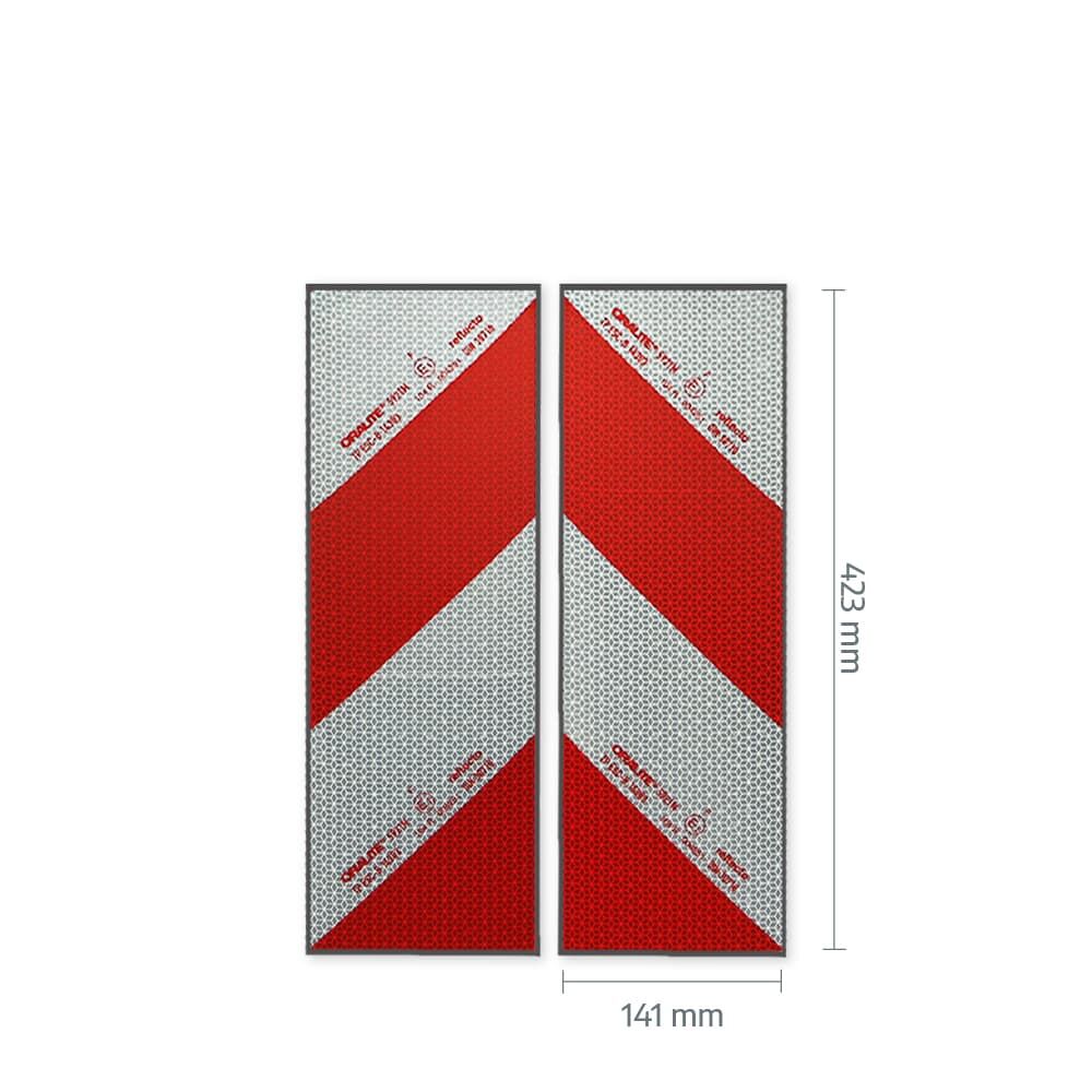 Reflecto 5921M Warnmarkierung 423 × 141 mm, Set aus zwei Zuschnitten mit Maßangaben