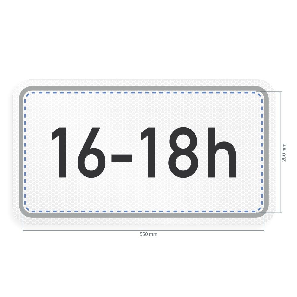 Overlay für zeitliche Beschränkung mit Maßangaben 550 x 280 mm