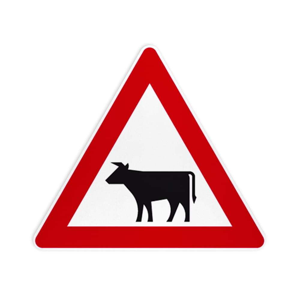 VZ 101-12 Viehtrieb, Aufstellung rechts VZ 101-12 Viehtrieb, Aufstellung rechts