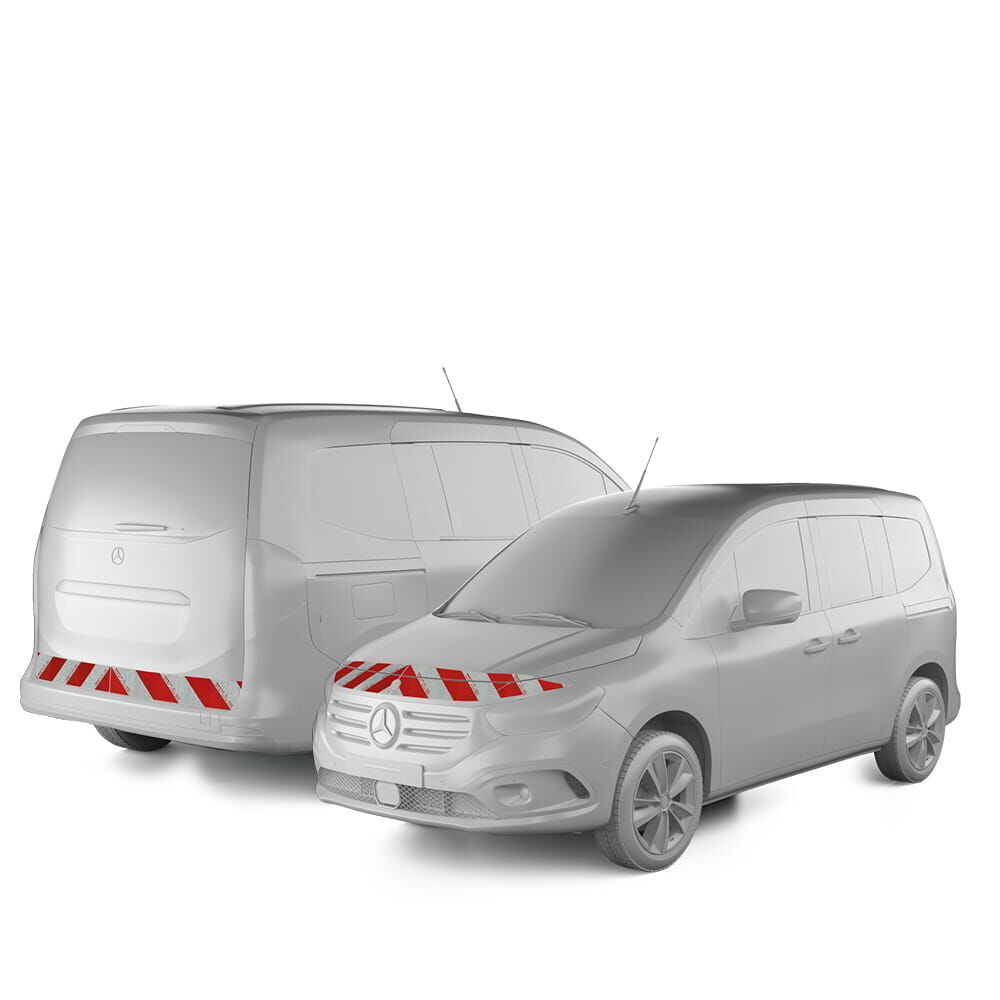 Mercedes Benz EQT W420 in Lang mit Front- und Heckmarkierung, Baujahr 2023