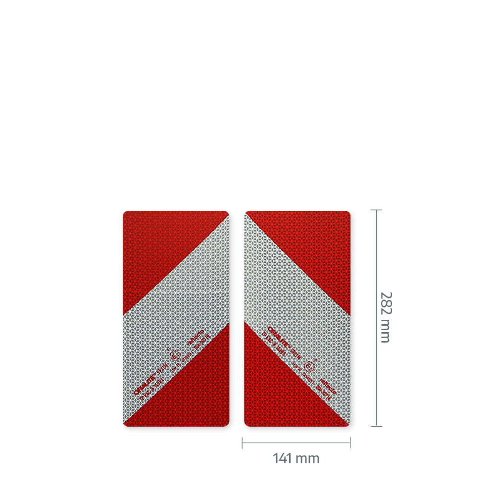 Größe: Warnmarkierungszuschnitte 5921M 141 × 141 mm, rot-weißes Diagonaldesign