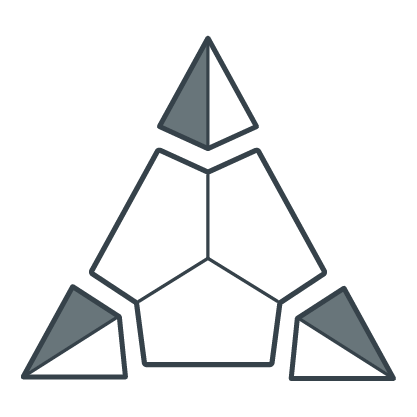Geometrische Illustration eines Fünfecks mit drei Dreiecken an den Ecken