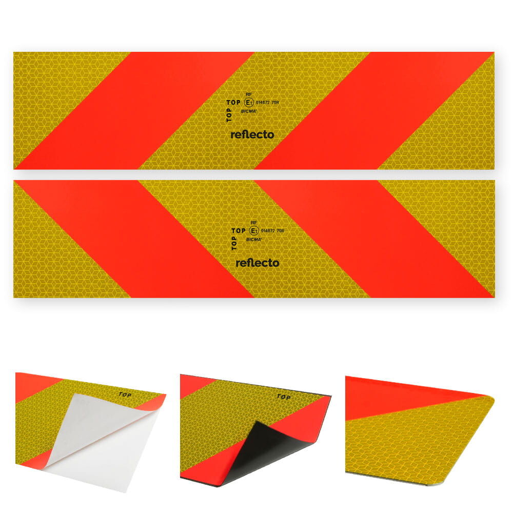 Reflecto Heckwarntafel Halbmarkierungen reflektierend fluoreszierend