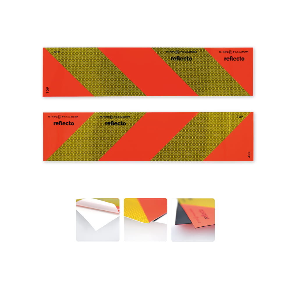 Reflecto Heckwarntafel Halbmarkierungen reflektierend fluoreszierend