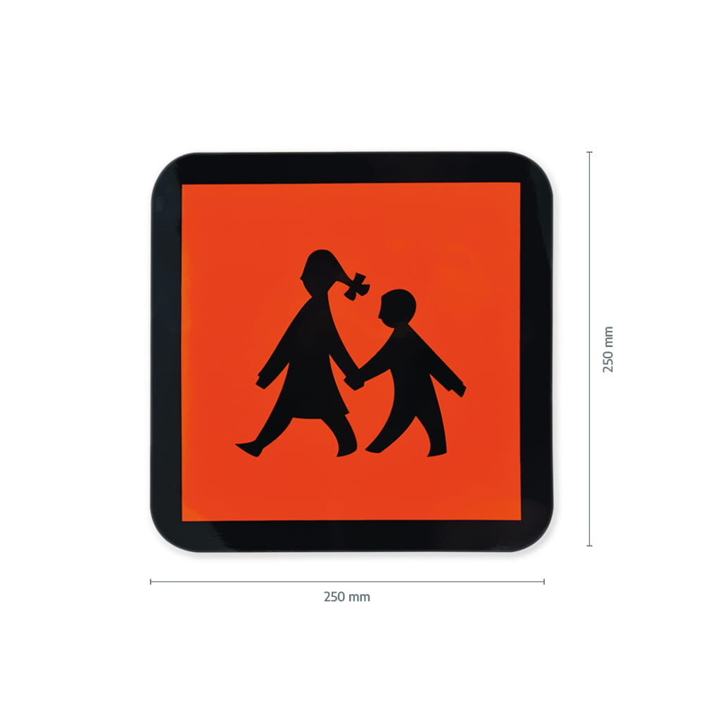 Schulbusschild 250 × 250 mm mit oranger Fläche und schwarzem Rand