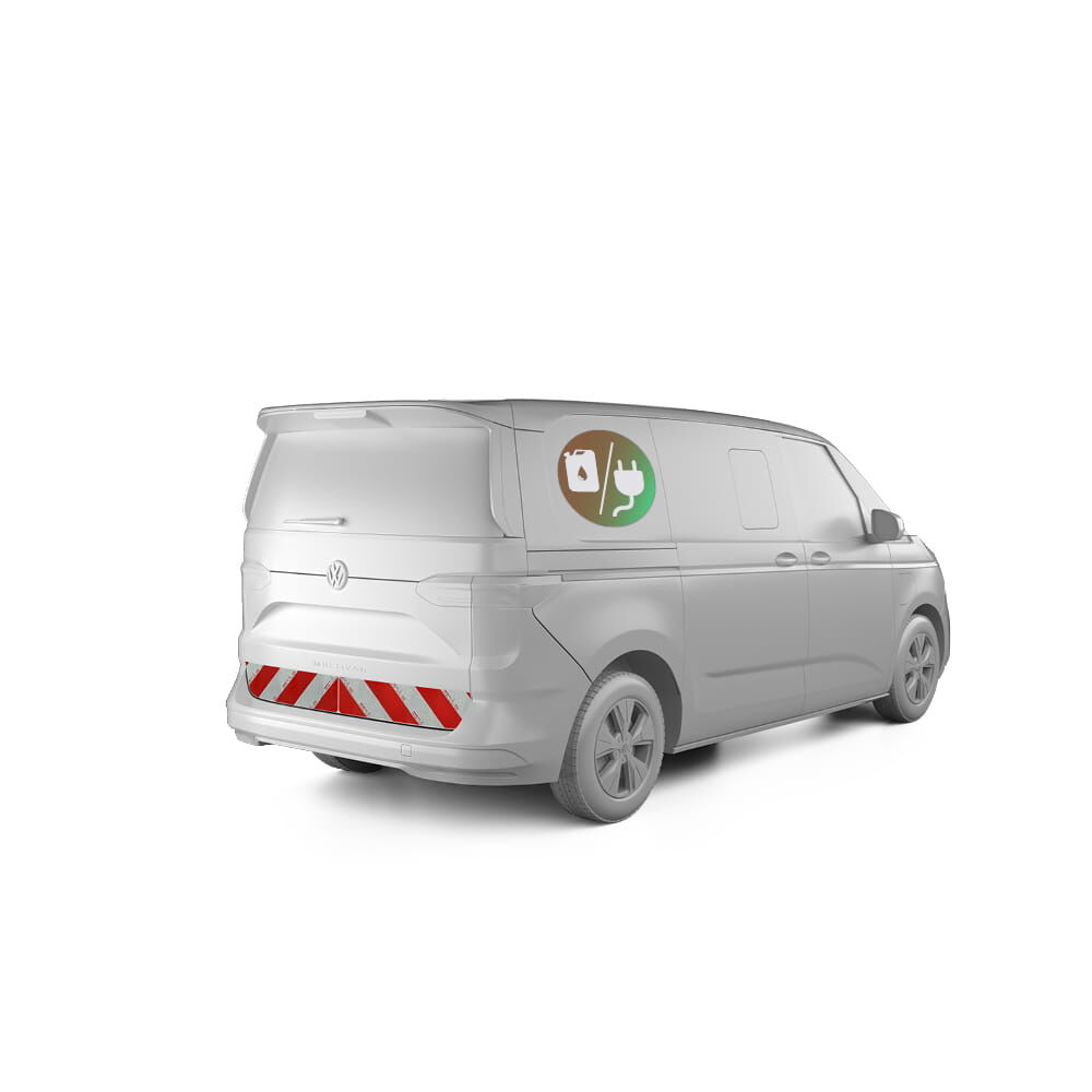 VW T7 Multivan eHYBRID mit Heckwarnmarkierung, Baujahr 2021