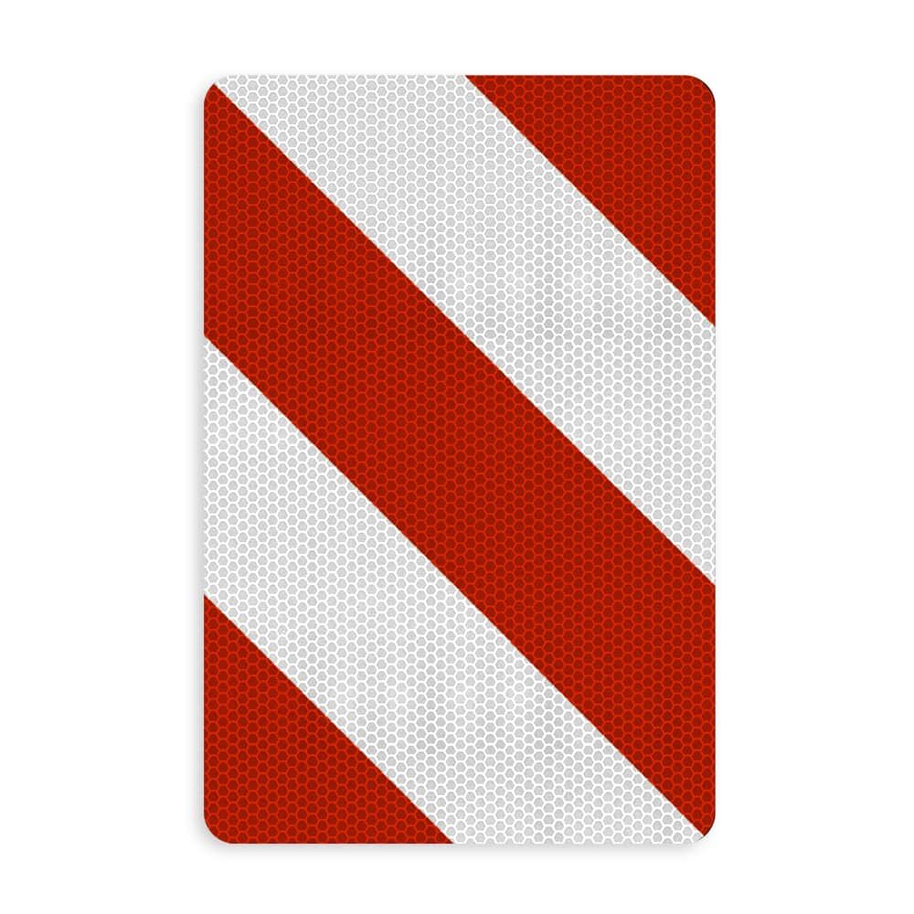 Leitplatte VZ 626-20 links, rot-weiße Diagonalstreifen, Ecken abgerundet