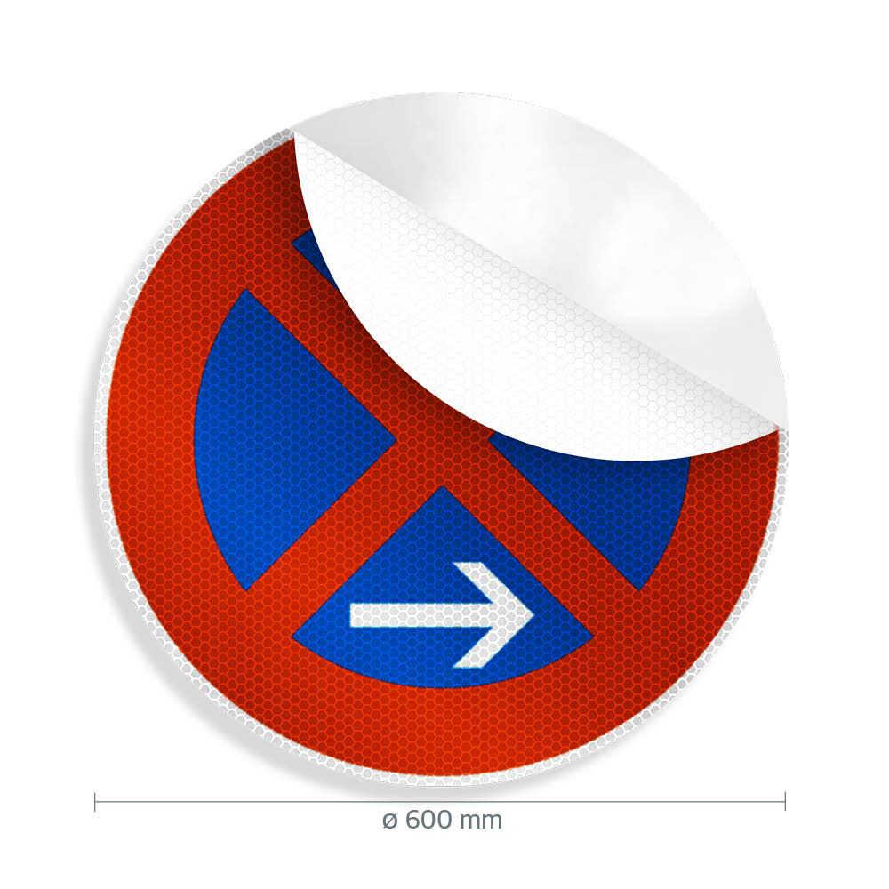 Halteverbot-Aufkleber mit Pfeilen links/rechts, abziehbar, Ø 600 mm