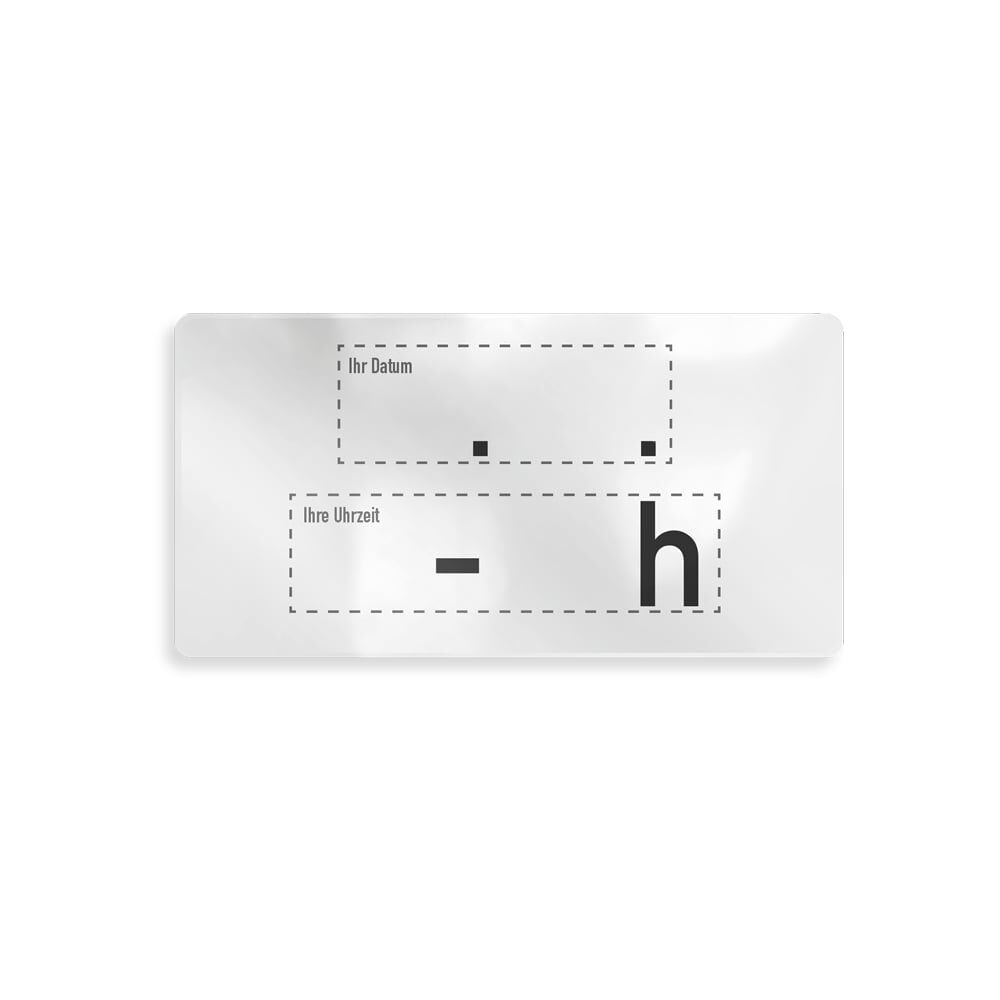 Overlay-Vordruck mit Platzhaltern für Datum und Uhrzeit