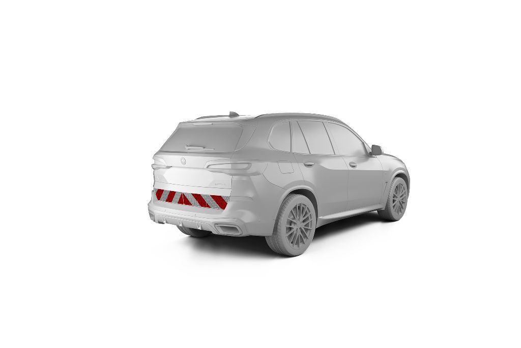 BMW X5 G05 mit Heckwarnmarkierung, Baujahr 2018