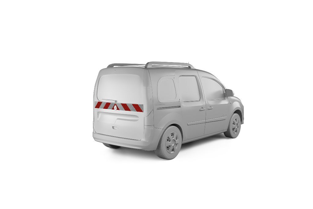 Renault Kangoo II Rapid mit Heckklappe, ausgestattet mit Heckwarnmarkierung, Baujahr 2013