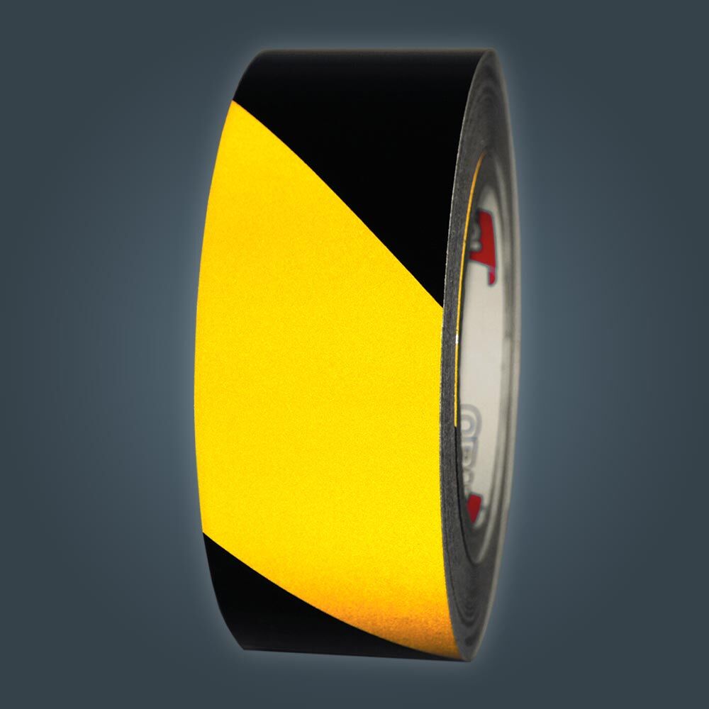 Rolle Orafol ORALITE 5431 Industrie-Warnfolie schwarz-gelb reflektierend, 50 mm, linksweisend