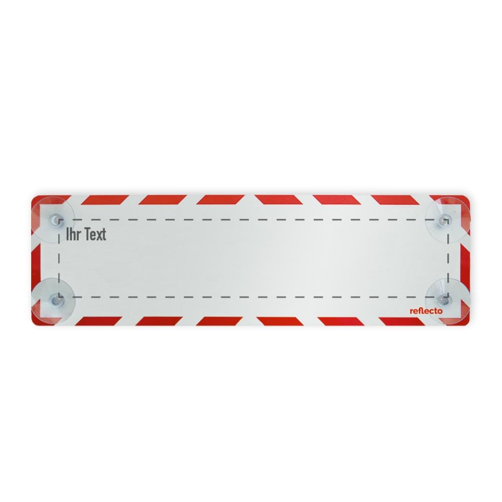 Hinweisschild mit Wunschtext-mit Saugnäpfen / 150mm x 500mm