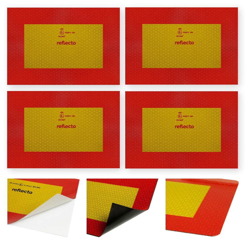 Set aus vier reflecto Viertelmarkierungen rot-gelb in selbstklebend, magnetisch oder auf Aluverbund