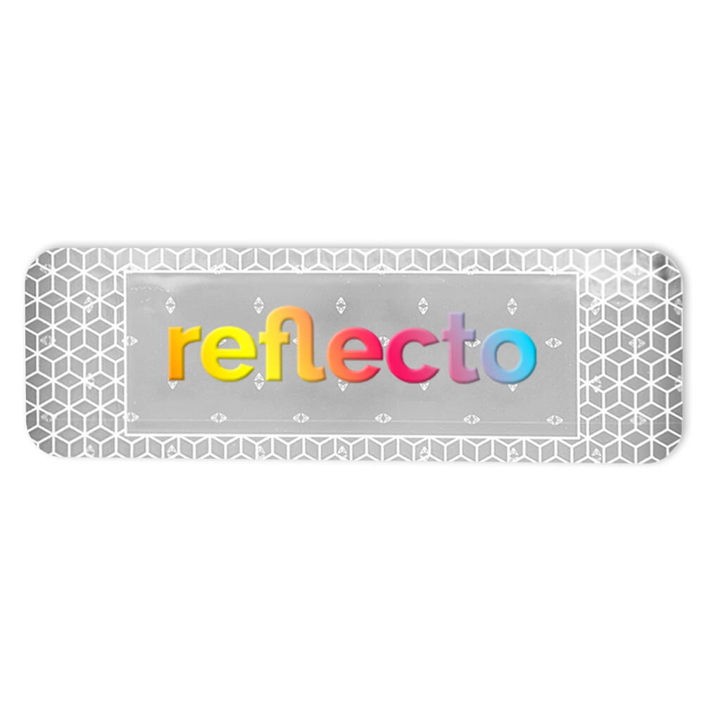 Weißer VC 104+ Sticker mit buntem "reflecto" Schriftzug