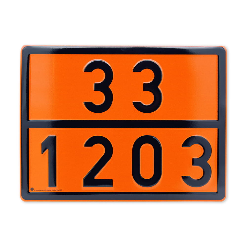 ADR Gefahrgutwarntafel 33 1203 Stahlblech starr