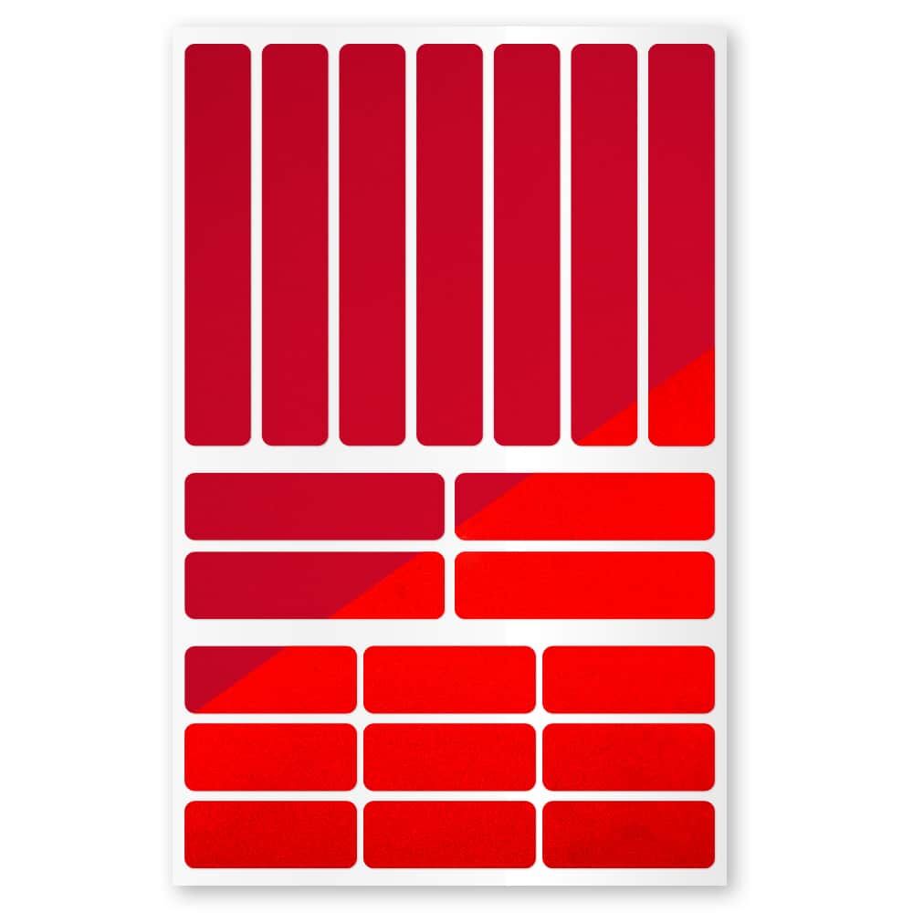 Reflexsticker Light Streifenmix in Rot auf Stickerbogen