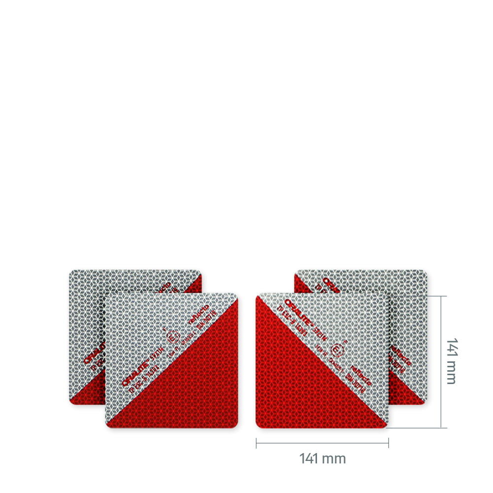Größe: Warnmarkierungszuschnitte 5921M 141 × 141 mm, rot-weißes Diagonaldesign
