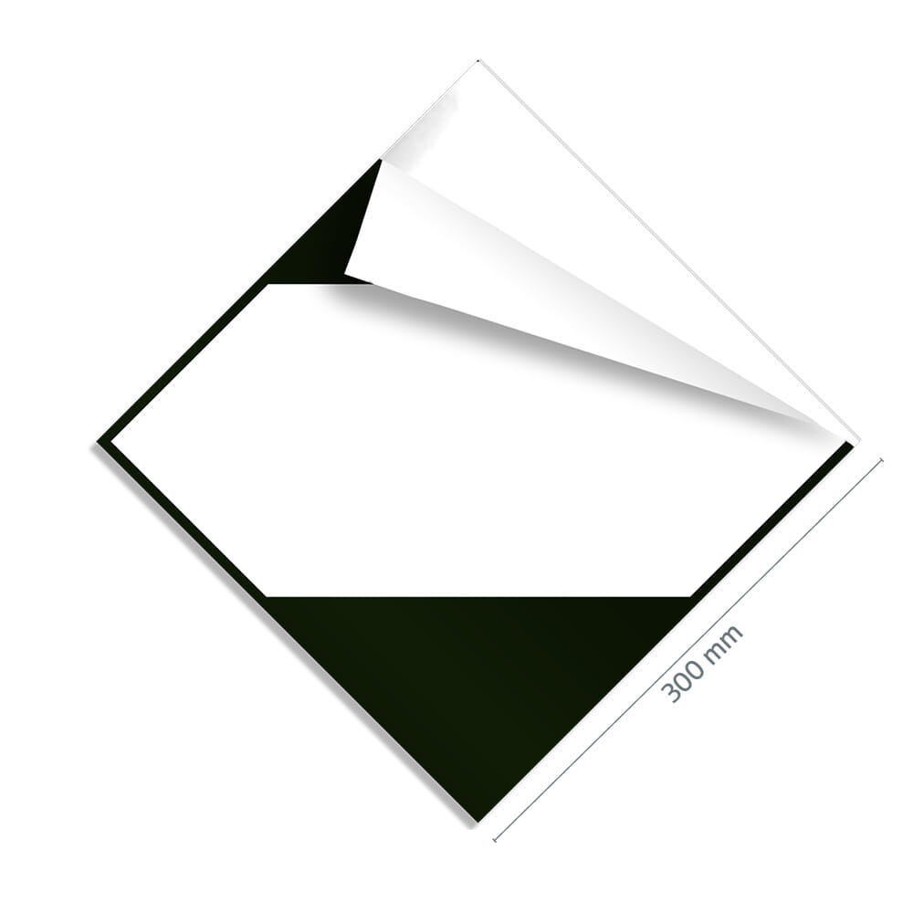 Gefahrgutzettel Klasse für begrenzte Mengen Straßenverkehr, 300×300 mm, Ecke leicht gelöst