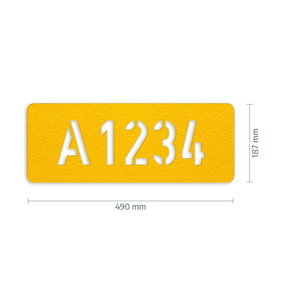 3M Stamark Zahlenfeld „A1234“ in Gelb, 490 × 187 mm, rutschhemmende Oberfläche