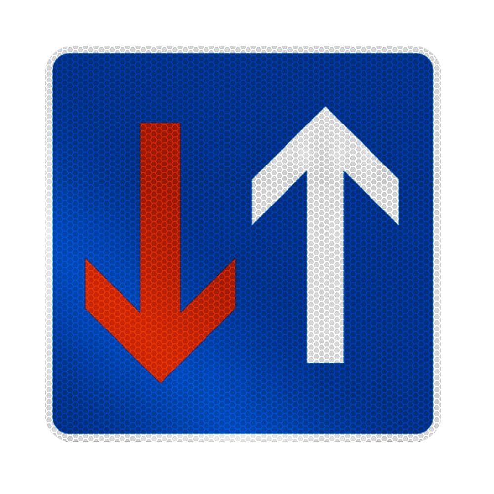 Verkehrszeichen 208 Vorrang vor dem Gegenverkehr (rot/weiß, Pfeile)