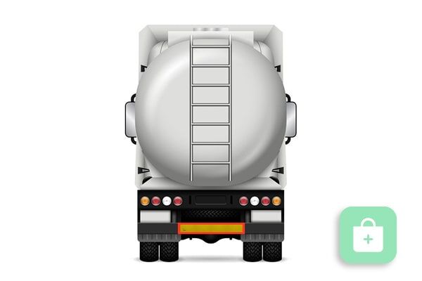 Heckwarnmarkierung an Tanker Voll